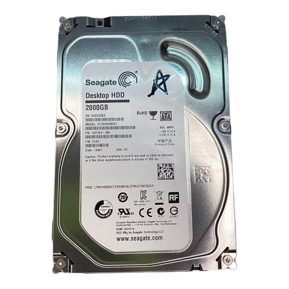 Seagate 2000GB/2TB Desktop 3.5” HDD Internal Hard Drive Model ST2000DM001 - Picture 1 of 3